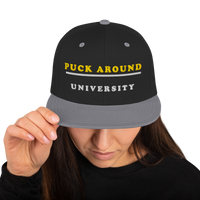 Puck Around University Snapback | Black Silver
