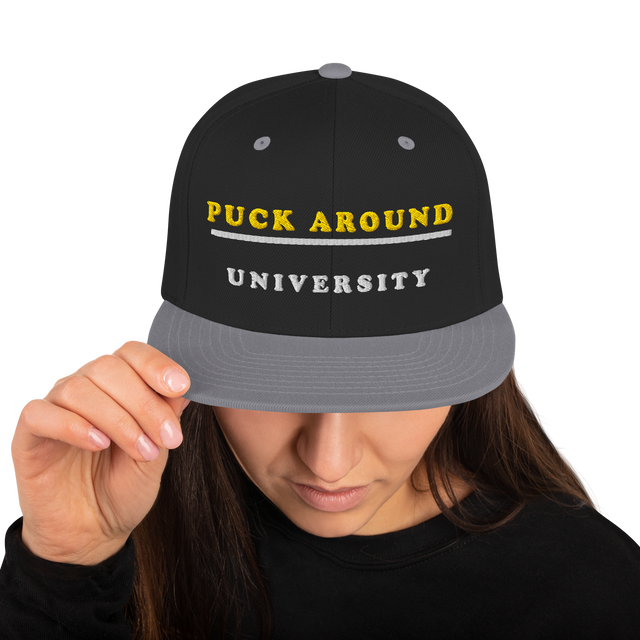 Puck Around University Snapback | Black Silver