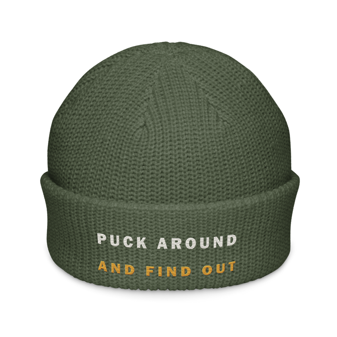 Puck Around and Find Out Beanie, front view 4