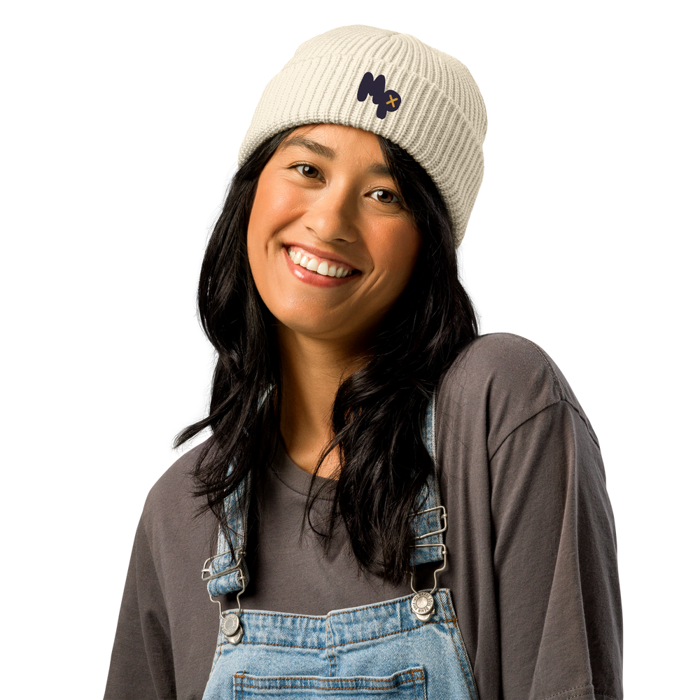 Plum Monogram Beanie, front view 2