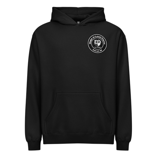 Puck Around University Varsity Hoodie, Black, front
