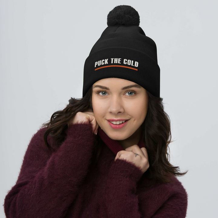 Puck the Cold Pom-Pom Beanie, front view 2
