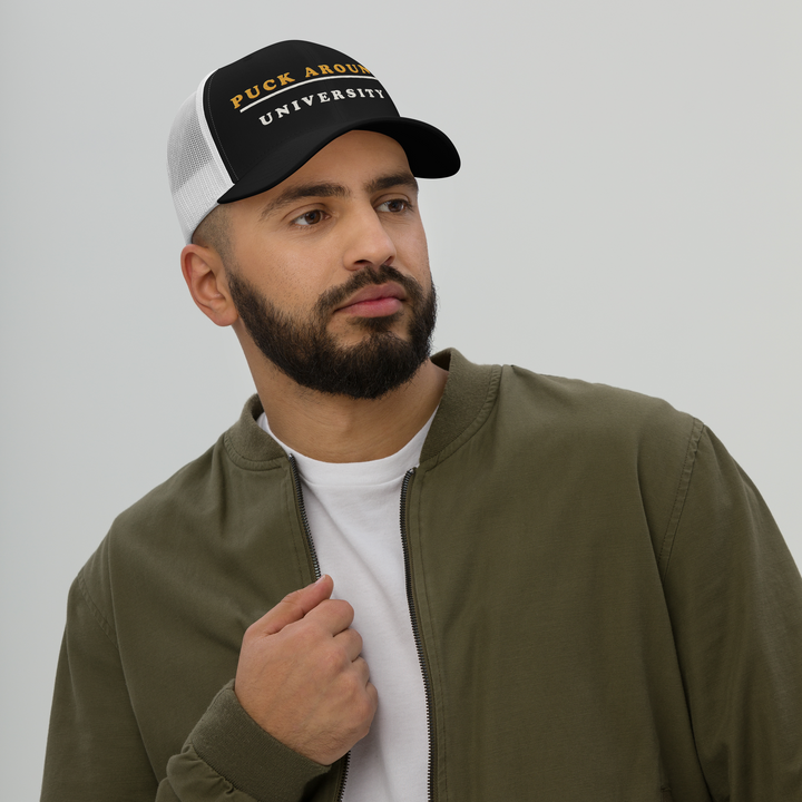 Puck Around University Trucker Cap, front view 3