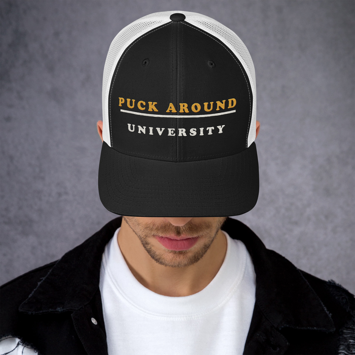 Puck Around University Trucker Cap, front view 4