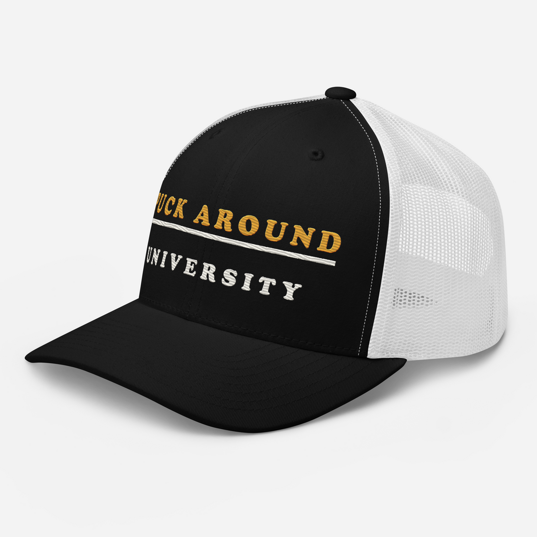 Puck Around University Trucker Cap, left front