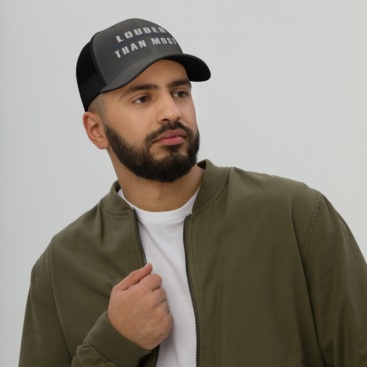 Louder Than Most Trucker Cap, front view 3
