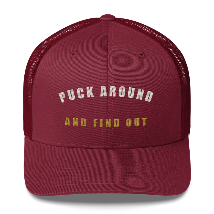 Puck Around Arc Trucker Cap, front