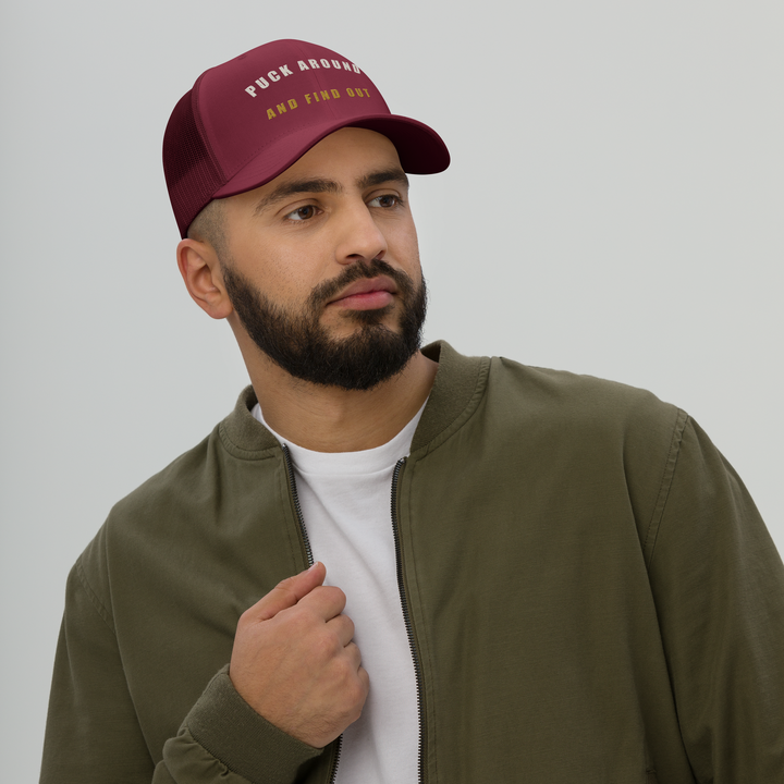 Puck Around Arc Trucker Cap, front view 2