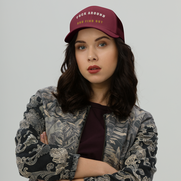 Puck Around Arc Trucker Cap, front view 3