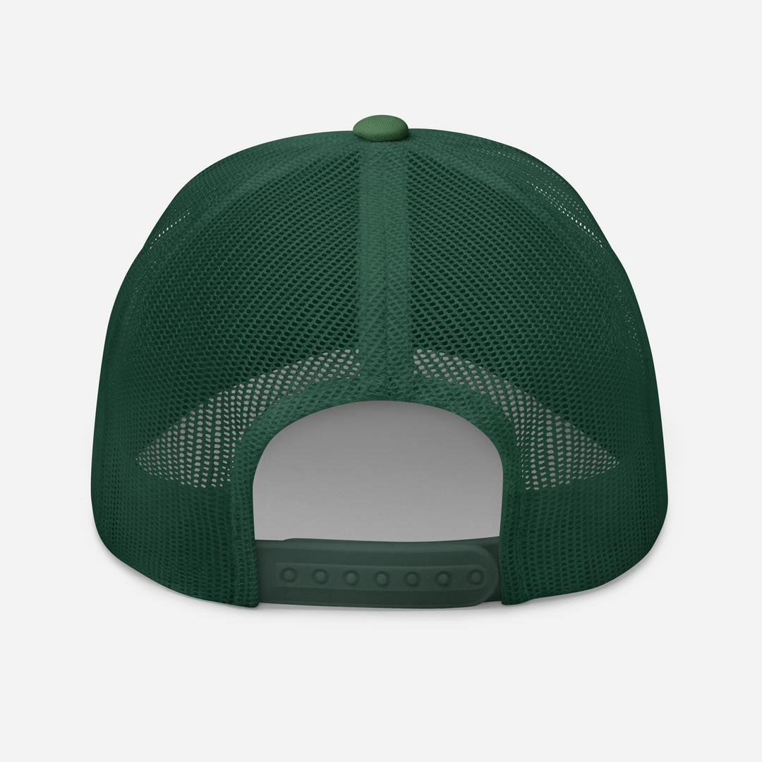 Stacked Wordmark Trucker Cap, back