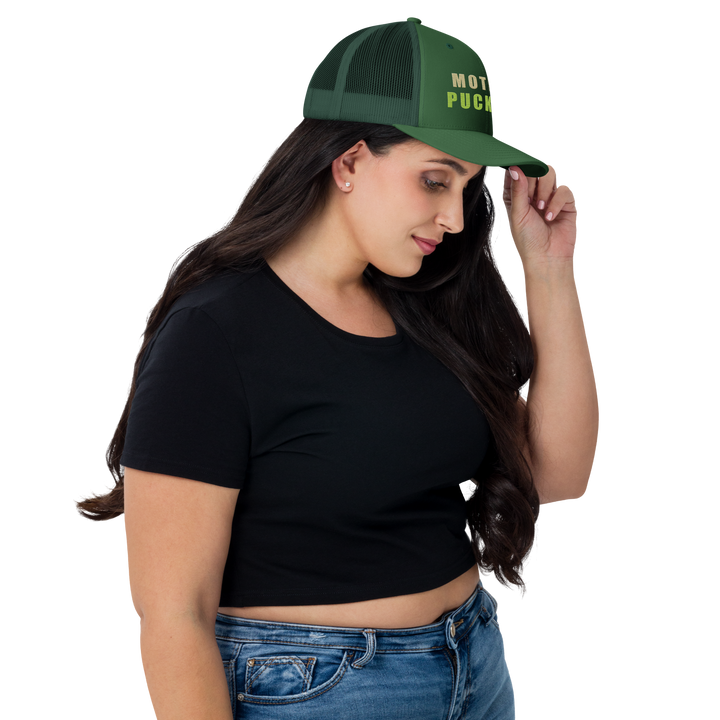 Stacked Wordmark Trucker Cap, right