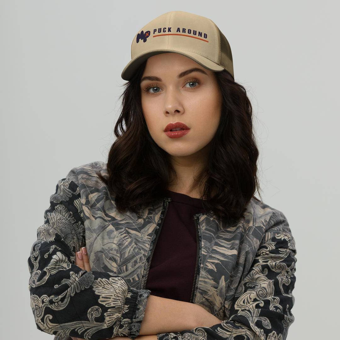 Puck Around Lockup Trucker Cap, front view 2
