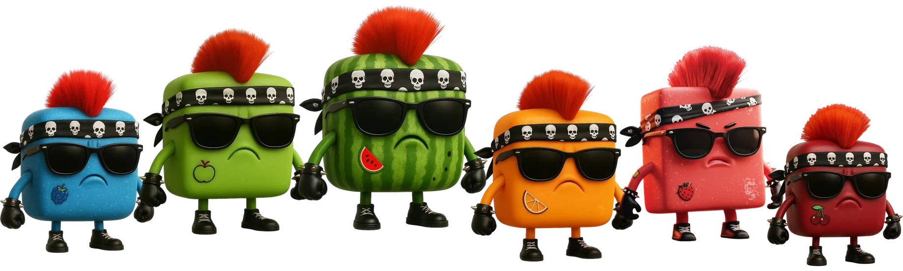 The Mother Puckers Rebels: Bruze, Grimmz, Melonhead, Zing, Skarz and Vexx