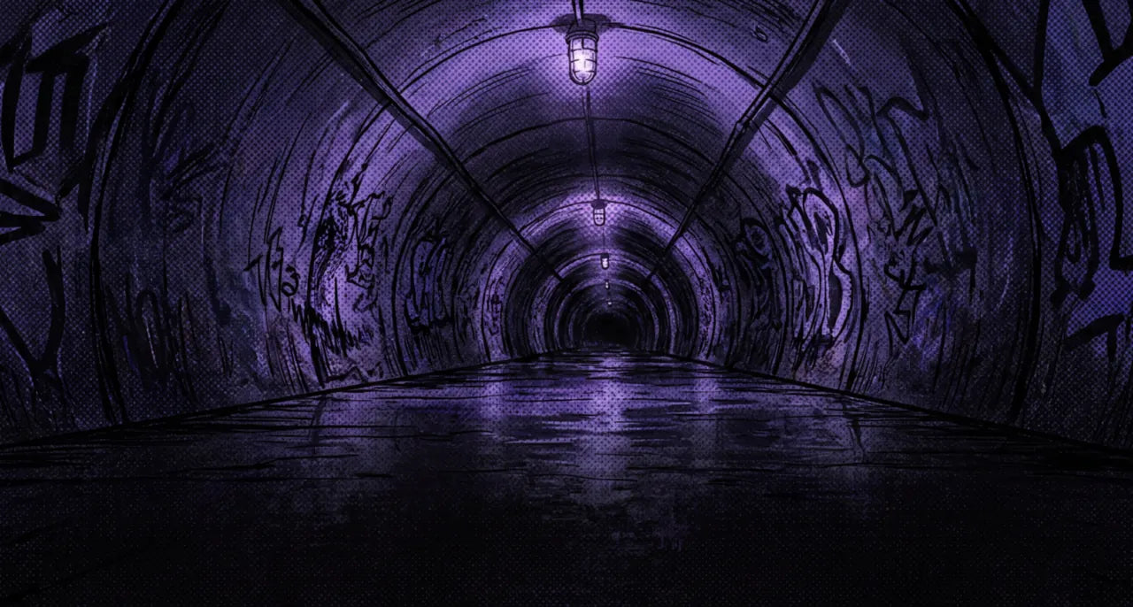 A service tunnel deep under Detroit at 3 AM